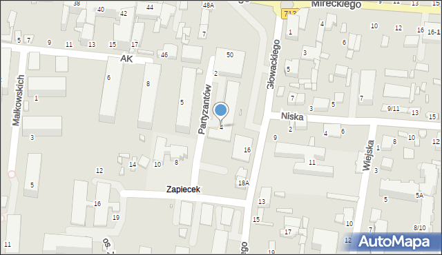 Tomaszów Mazowiecki, Partyzantów, 4, mapa Tomaszów Mazowiecki