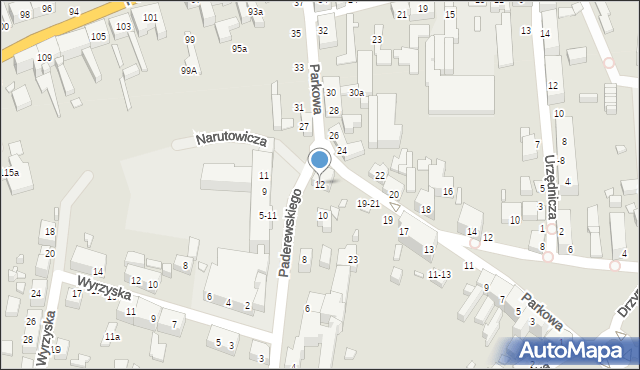 Toruń, Paderewskiego Ignacego Jana, 12, mapa Torunia