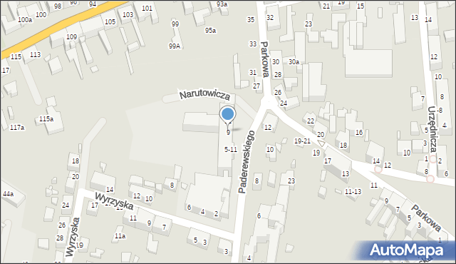 Toruń, Paderewskiego Ignacego Jana, 9, mapa Torunia