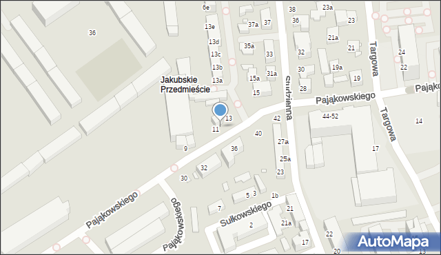 Toruń, Pająkowskiego Gerarda, 11-13, mapa Torunia