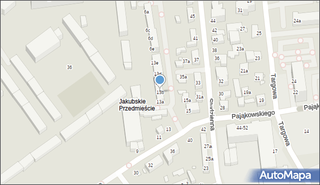 Toruń, Pająkowskiego Gerarda, 13b, mapa Torunia