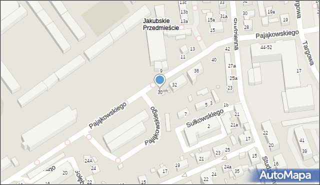 Toruń, Pająkowskiego Gerarda, 30, mapa Torunia