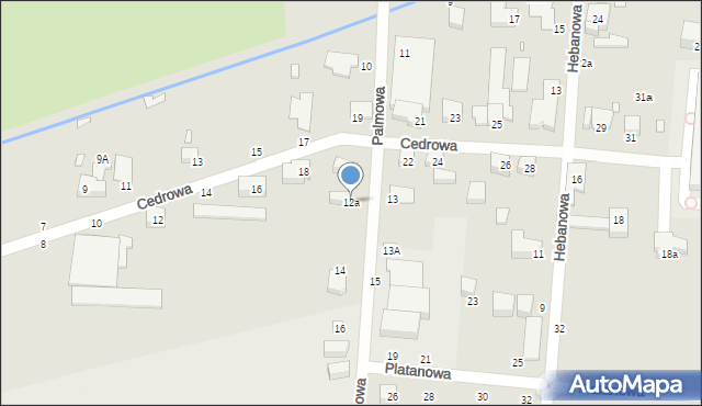 Toruń, Palmowa, 12a, mapa Torunia