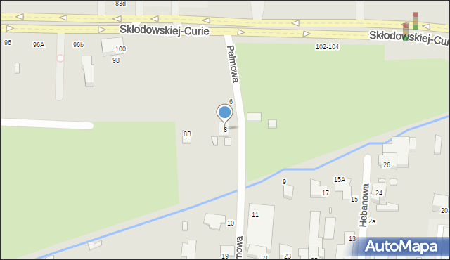 Toruń, Palmowa, 8, mapa Torunia