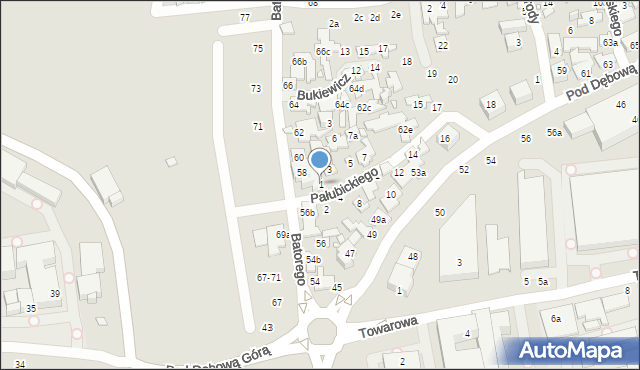 Toruń, Pałubickiego Jana, ppłk., 1, mapa Torunia