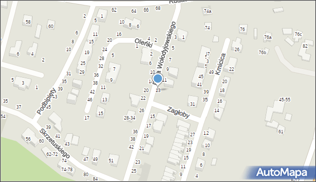 Toruń, Pana Wołodyjowskiego, 13, mapa Torunia