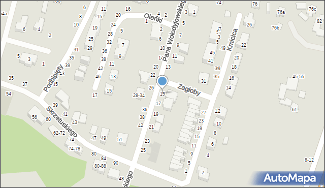 Toruń, Pana Wołodyjowskiego, 15, mapa Torunia