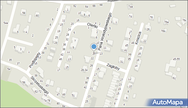 Toruń, Pana Wołodyjowskiego, 20, mapa Torunia