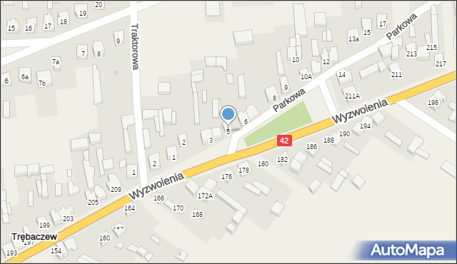 Trębaczew, Parkowa, 5, mapa Trębaczew