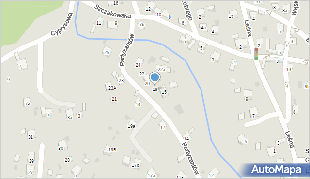 Trzebinia, Partyzantów, 18, mapa Trzebinia