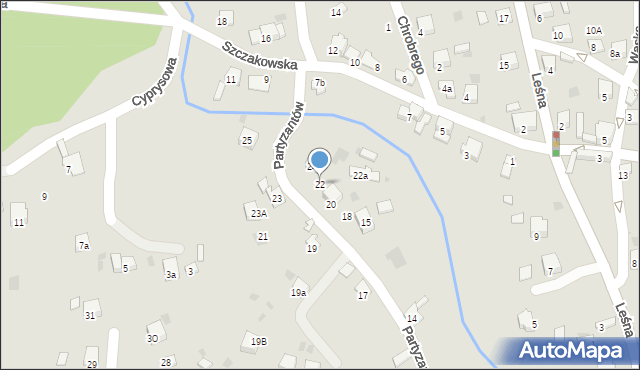 Trzebinia, Partyzantów, 22, mapa Trzebinia