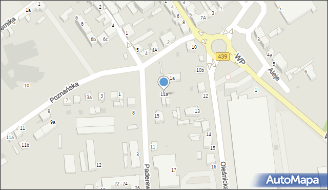 Twardogóra, Paderewskiego Ignacego Jana, 11a, mapa Twardogóra