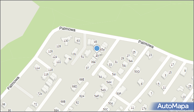 Tychy, Palmowa, 43, mapa Tychów