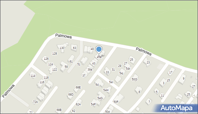 Tychy, Palmowa, 45a, mapa Tychów