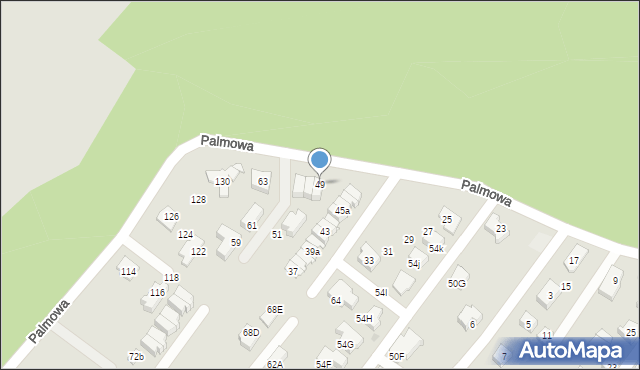 Tychy, Palmowa, 49, mapa Tychów