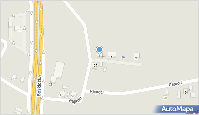 Tychy, Paproci, 15, mapa Tych&oacute;w