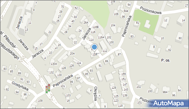 Tychy, Paprocańska, 118, mapa Tychów