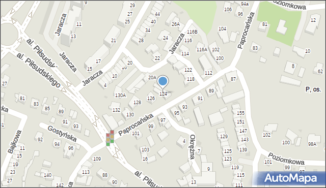 Tychy, Paprocańska, 124, mapa Tychów