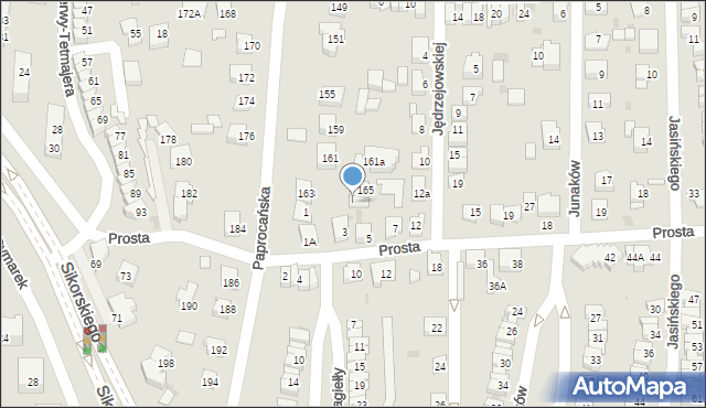 Tychy, Paprocańska, 165a, mapa Tychów
