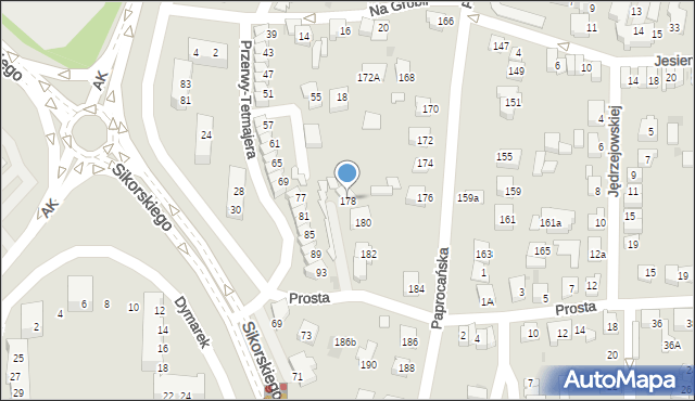 Tychy, Paprocańska, 178, mapa Tychów