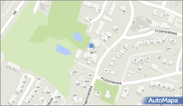 Tychy, Paprocańska, 88, mapa Tychów