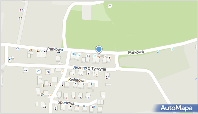 Tyczyn, Parkowa, 9, mapa Tyczyn