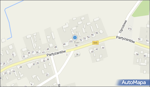 Uchanie, Partyzantów, 50A, mapa Uchanie