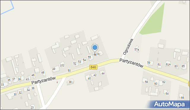 Uchanie, Partyzantów, 56, mapa Uchanie