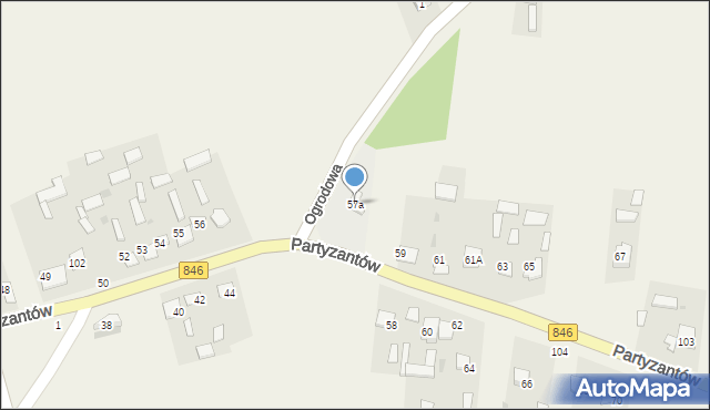 Uchanie, Partyzantów, 57a, mapa Uchanie