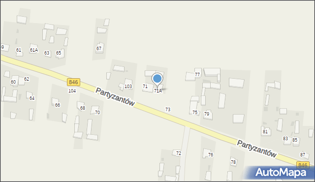 Uchanie, Partyzantów, 71A, mapa Uchanie