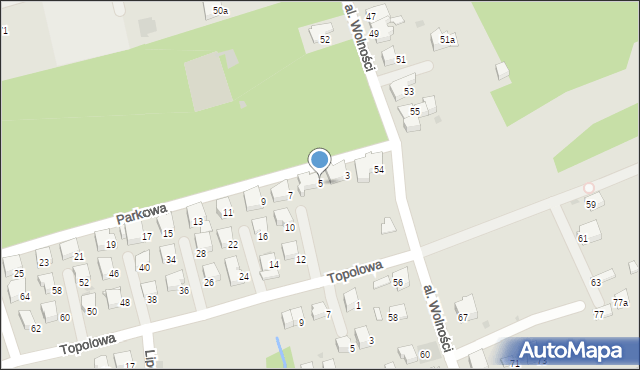 Wadowice, Parkowa, 5, mapa Wadowice