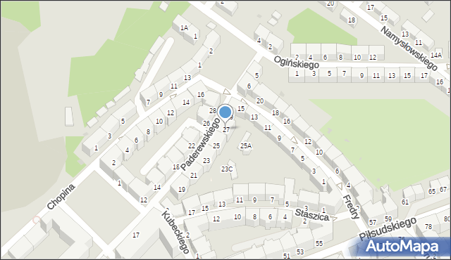 Wałbrzych, Paderewskiego Ignacego Jana, 27, mapa Wałbrzycha