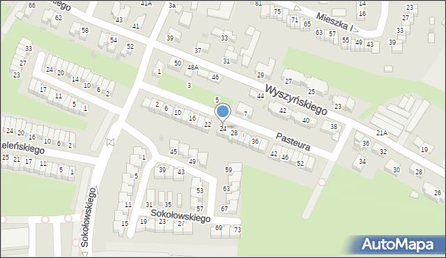 Wałbrzych, Pasteura Luisa, 24, mapa Wałbrzycha