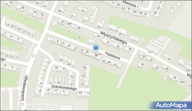 Wałbrzych, Pasteura Luisa, 36, mapa Wałbrzycha