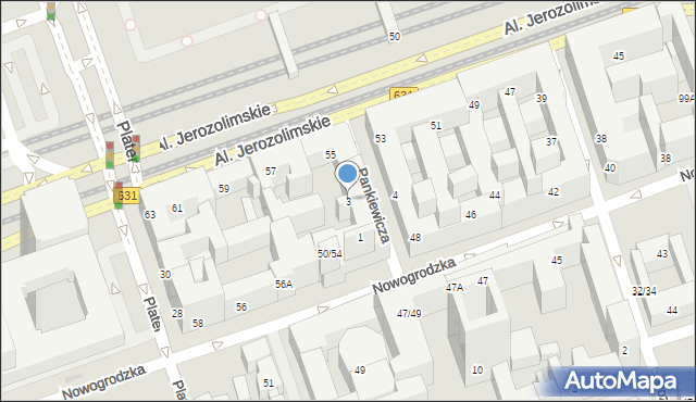 Warszawa, Pankiewicza Jana, 3, mapa Warszawy