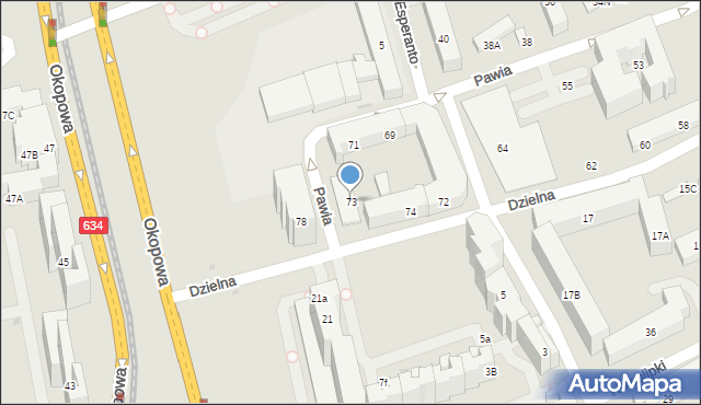 Warszawa, Pawia, 73, mapa Warszawy