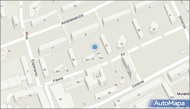 Warszawa, Pawia, 34E, mapa Warszawy
