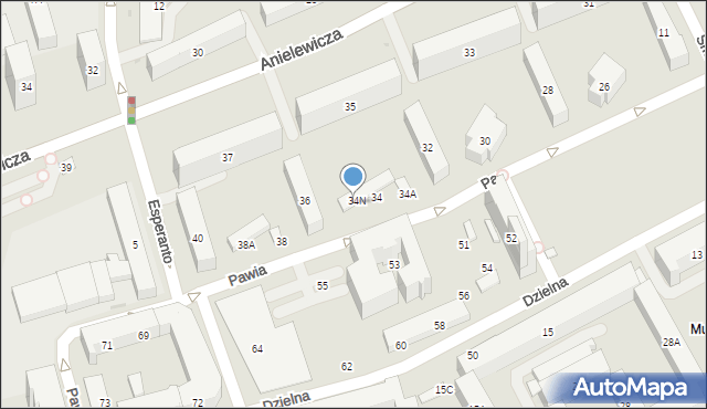 Warszawa, Pawia, 34P, mapa Warszawy