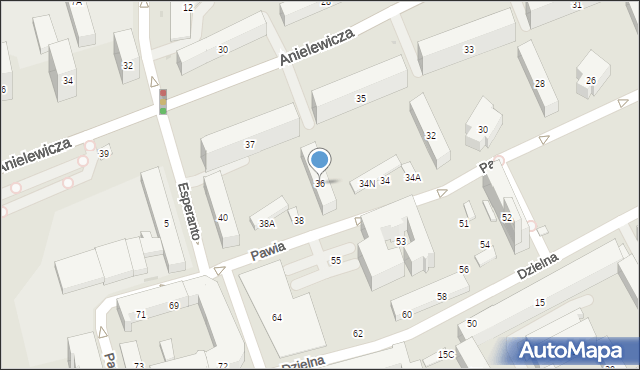 Warszawa, Pawia, 36, mapa Warszawy