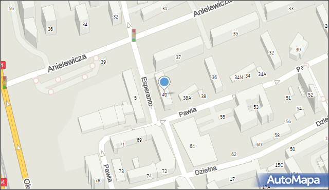 Warszawa, Pawia, 40, mapa Warszawy