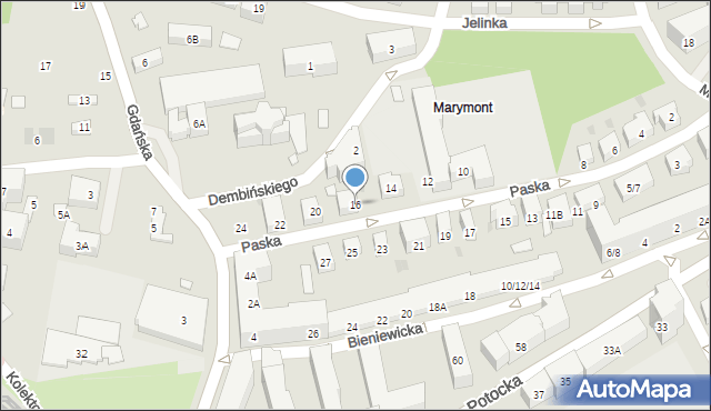 Warszawa, Paska Jana Chryzostoma, 16, mapa Warszawy