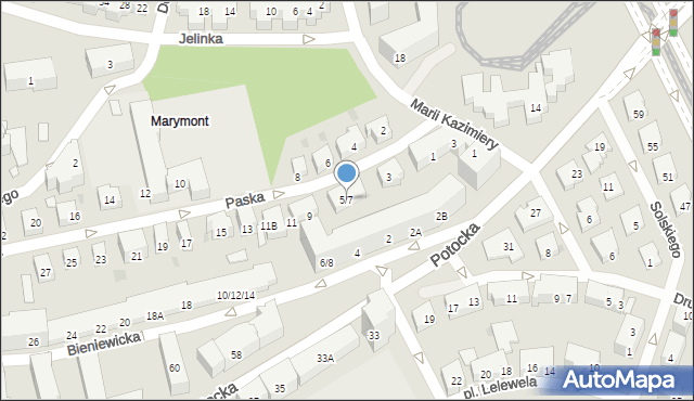 Warszawa, Paska Jana Chryzostoma, 5/7, mapa Warszawy