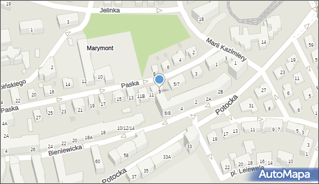 Warszawa, Paska Jana Chryzostoma, 9, mapa Warszawy