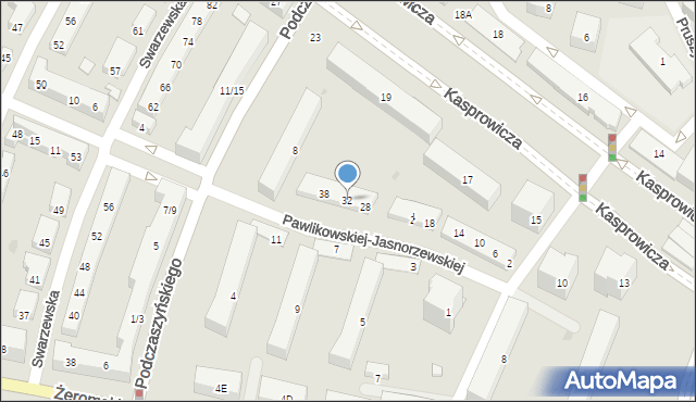 Warszawa, Pawlikowskiej-Jasnorzewskiej Marii, 32, mapa Warszawy