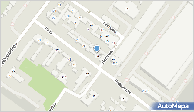 Warszawa, Palisadowa, 24, mapa Warszawy