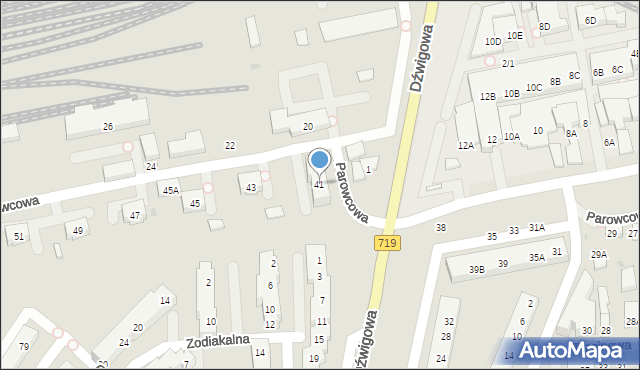 Warszawa, Parowcowa, 41, mapa Warszawy