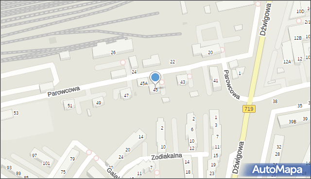 Warszawa, Parowcowa, 45, mapa Warszawy