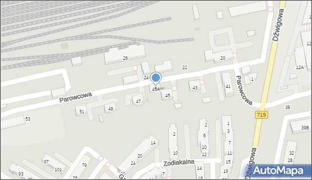 Warszawa, Parowcowa, 45A, mapa Warszawy
