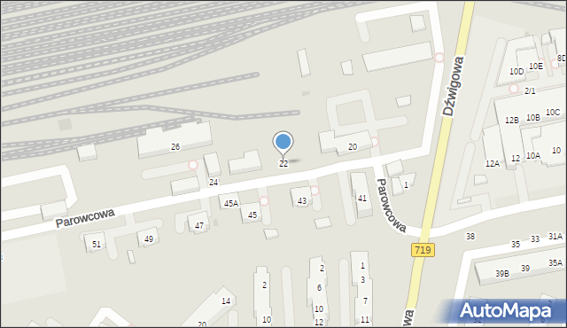 Warszawa, Parowcowa, 22, mapa Warszawy