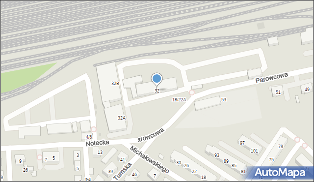 Warszawa, Parowcowa, 32, mapa Warszawy